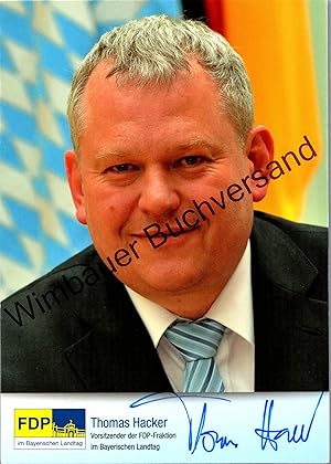 Bild des Verkufers fr Original Autogramm Thomas Hacker FDP MdL Bayern /// Autogramm Autograph signiert signed signee zum Verkauf von Antiquariat im Kaiserviertel | Wimbauer Buchversand