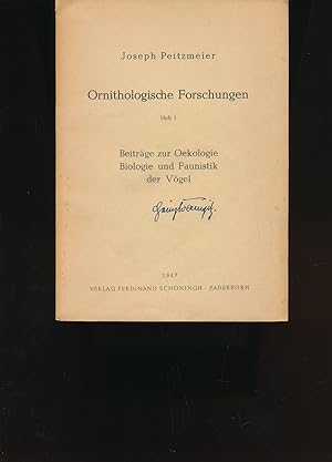 Bild des Verkufers fr Ornithologische Forschungen Heft 1;Beitrge zur Oekologie, Biologie und Faunistik der Vgel zum Verkauf von Antiquariat Kastanienhof