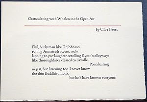 Seller image for GESTICULATING WITH WHALEN IN THE OPEN AIR [BROADSIDE POEM] for sale by RON RAMSWICK BOOKS, IOBA