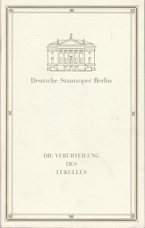 Bild des Verkufers fr Programmheft Paul Dessau DIE VERUTEILUNG DES LUKULLUS Premiere 3. Juni 1992 zum Verkauf von Programmhefte24 Schauspiel und Musiktheater der letzten 150 Jahre