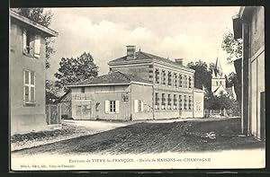 Carte postale Maisons-en-Champagne, Mairie, vue de la rue am Hôtel de Ville