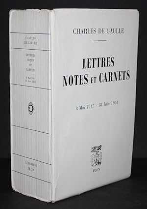Bild des Verkufers fr Lettres, notes et carnets. 8 Mai 1945 - 18 juin 1951. zum Verkauf von Bouquinerie Aurore (SLAM-ILAB)