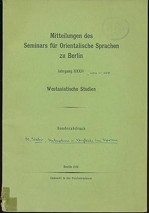 Mitteilungen des Seminars für Orientalische Sprachen zu Berlin;Jahrgang XXXIV, Westasiatische Stu...