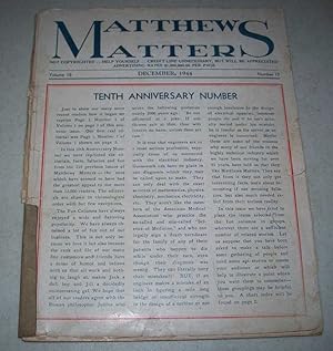 Imagen del vendedor de Matthews Matters December 1944 (W.N. Matthews Corporation) a la venta por Easy Chair Books
