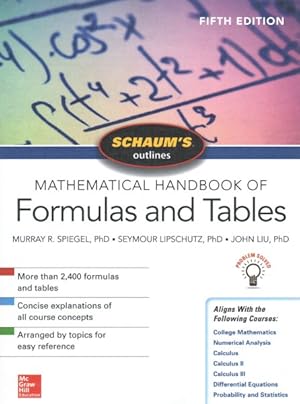 Immagine del venditore per Schaum's Outlines Mathematical Handbook of Formulas and Tables venduto da GreatBookPricesUK