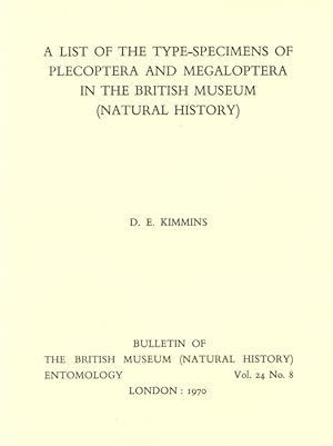 Bild des Verkufers fr A List of the Type-Specimens of Plecoptera and Megaloptera in the British Museum (Natural History) zum Verkauf von PEMBERLEY NATURAL HISTORY BOOKS BA, ABA