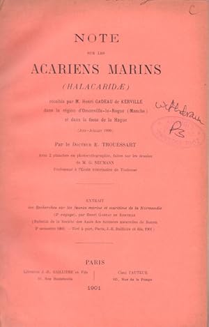 Note sur les Acariens Marins (Halacaridae): récoltés par M. Henri Gadeau de Kerville dans la régi...