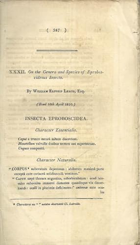 Bild des Verkufers fr On the Genera and Species of Eproboscideous Insects zum Verkauf von PEMBERLEY NATURAL HISTORY BOOKS BA, ABA