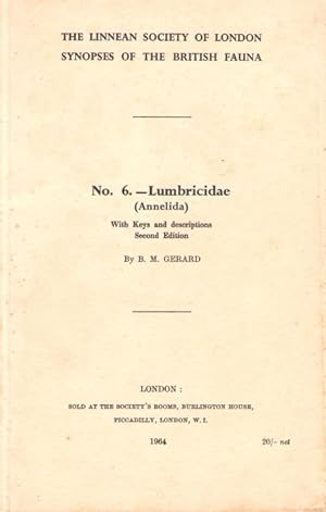 Bild des Verkufers fr Synopsis of the British Lumbricidae zum Verkauf von PEMBERLEY NATURAL HISTORY BOOKS BA, ABA