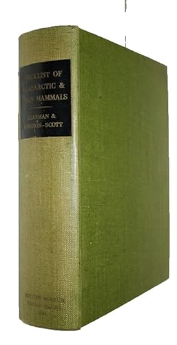 Image du vendeur pour Checklist of Palearctic and Indian Mammals 1758 to 1946 mis en vente par PEMBERLEY NATURAL HISTORY BOOKS BA, ABA