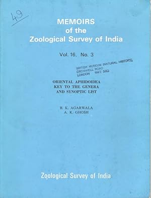 Bild des Verkufers fr Oriental Aphidoidea: Key to the Genera and Synoptic List zum Verkauf von PEMBERLEY NATURAL HISTORY BOOKS BA, ABA