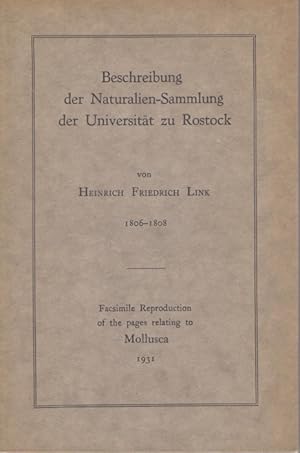 Bild des Verkufers fr Beschreibung der Naturalien-Sammlung der Universitt zu Rostok 1806-1808 zum Verkauf von PEMBERLEY NATURAL HISTORY BOOKS BA, ABA