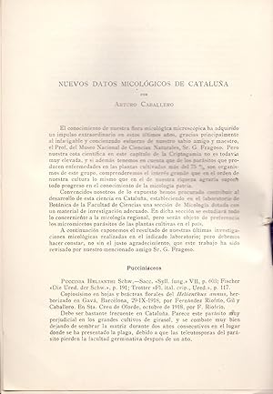 Imagen del vendedor de NUEVOS DATOS MICOLOGICOS DE CATALUA (EXTRAIDO ORIGINAL EL AO 1918, ESTUDIO COMPLETO TEXTO INTEGRO) a la venta por Libreria 7 Soles