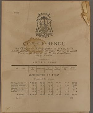 Compte rendu des Oeuvres de la propagation de la Foi, de la Sainte-Enfance, du denier de Saint-Pi...