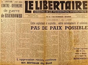 Le libertaire. Organe de la fédération anarchiste. N° 357. Invasion du Laos. Afrique du Sud. Rose...