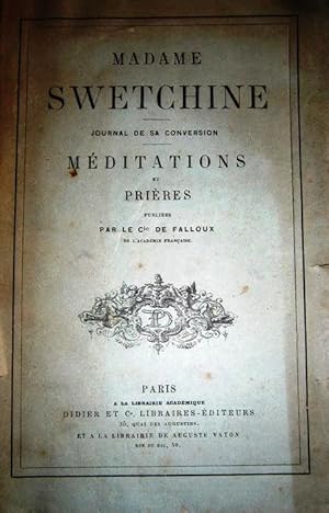 Immagine del venditore per Madame Swetchine. Journal de sa conversion. Mditations et prires. venduto da Librairie Et Ctera (et caetera) - Sophie Rosire