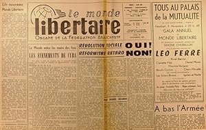 Le Monde libertaire N° 84. Organe de la Fédération anarchiste. Mensuel. Cuba ; Algérie ; A bas l'...