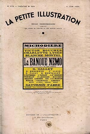 Seller image for La Petite illustration thtrale N 300 : La banque Nemo, comdie de Louis Verneuil. 4 juin 1932. for sale by Librairie Et Ctera (et caetera) - Sophie Rosire