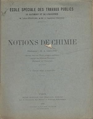 Notions de chimie. Cours manuscrit .