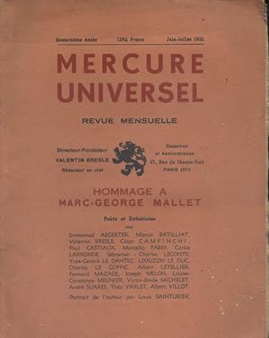 Imagen del vendedor de Mercure universel. Revue mensuelle. Hommage  Marc-George Mallet, pote et esthticien. Juin-juillet 1935. a la venta por Librairie Et Ctera (et caetera) - Sophie Rosire