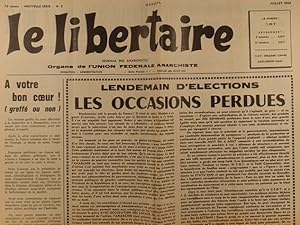 Le libertaire. Nouvelle série N° 3. Organe de l'Union fédérale anarchiste. Juillet 1968.