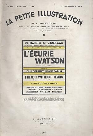 Seller image for La Petite illustration thtrale N 422 : L'curie Watson, pice de Terence Rattignan, adapte par Pierre Fresnay et Maurice Sachs. 4 septembre 1937. for sale by Librairie Et Ctera (et caetera) - Sophie Rosire