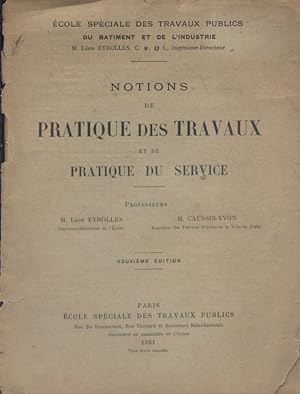 Seller image for Notions de pratique des travaux et de pratique du service. for sale by Librairie Et Ctera (et caetera) - Sophie Rosire