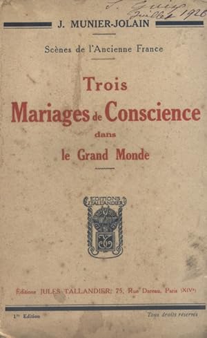 Seller image for Trois mariages de conscience dans le grand monde. Vers 1920. for sale by Librairie Et Ctera (et caetera) - Sophie Rosire