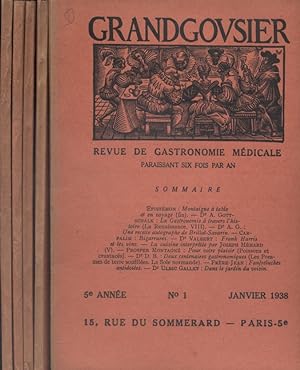 Grandgousier année 1938 incomplète : N° 1 à 5. Revue de gastronomie médicale.