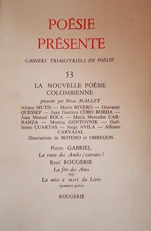 Bild des Verkufers fr Posie prsente N 53 : La nouvelle posie colombienne. zum Verkauf von Librairie Et Ctera (et caetera) - Sophie Rosire