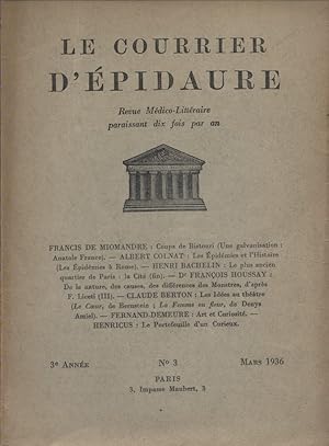 Le Courrier d'Epidaure 1936 N° 3. Mars 1936.