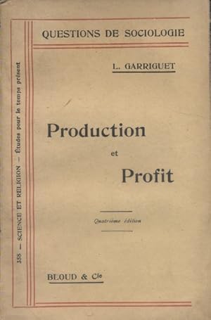 Imagen del vendedor de Questions de sociologie : Production et profit. a la venta por Librairie Et Ctera (et caetera) - Sophie Rosire