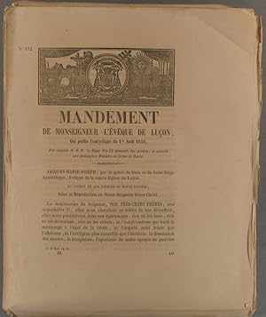 Mandement de Monseigneur l'évêque de Luçon, qui publie l'encyclique du 1er août 1854, par laquell...