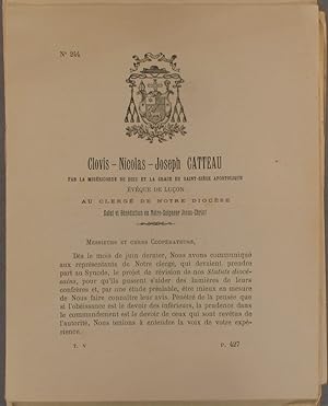 Lettre circulaire sur la révision des statuts diocésains. 21 novembre 1897.