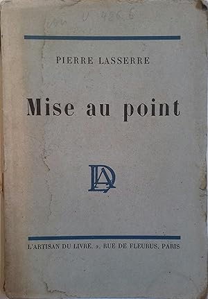 Imagen del vendedor de Mise au point. a la venta por Librairie Et Ctera (et caetera) - Sophie Rosire