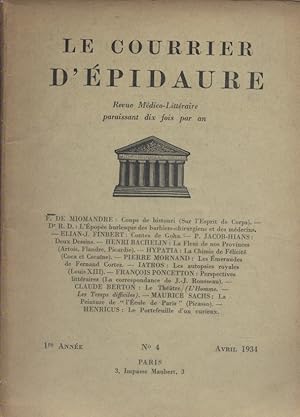 Le Courrier d'Epidaure 1934 N° 4. Avril 1934.