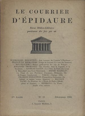 Le Courrier d'Epidaure 1934 N° 10. Décembre 1934.