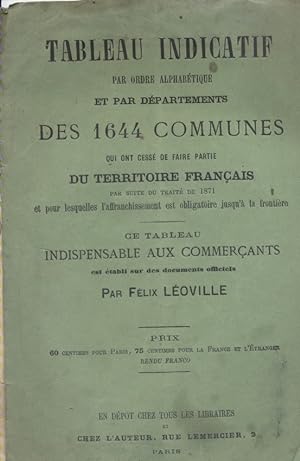 Tableau indicatif par ordre alphabétique et par départements des 1644 communes qui ont cessé de f...