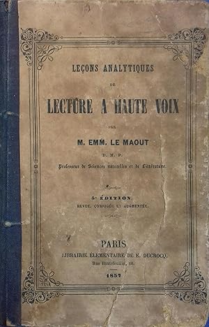 Imagen del vendedor de Leons analytiques de lecture  haute voix. a la venta por Librairie Et Ctera (et caetera) - Sophie Rosire