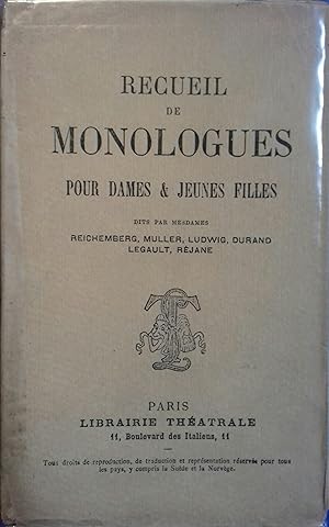 Seller image for Recueil de monologues pour dames et jeunes filles. Dbut XXe. Vers 1900. for sale by Librairie Et Ctera (et caetera) - Sophie Rosire