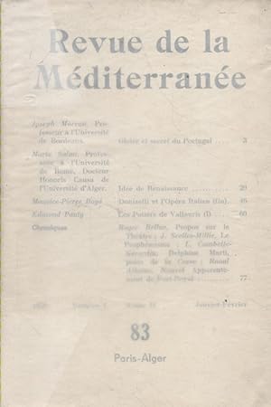 Revue de la Méditerranée N° 1 - Tome 18. Janvier-Février 1983.