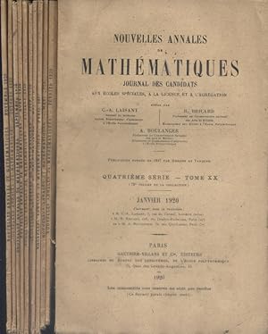 Nouvelles annales de mathématiques. Année 1920 incomplète (il manque le fascicule de décembre). Q...