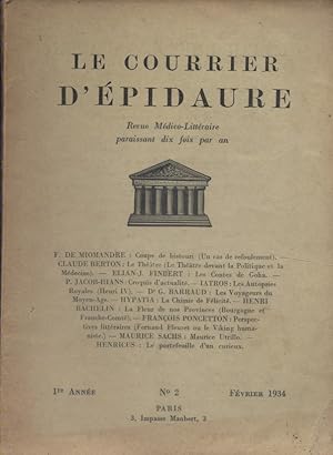 Le Courrier d'Epidaure 1934 N° 2. Février 1934.