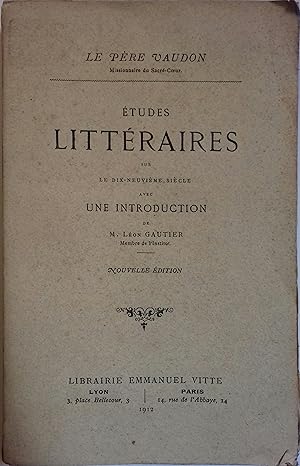 Seller image for Etudes littraires sur le dix-neuvime sicle. for sale by Librairie Et Ctera (et caetera) - Sophie Rosire