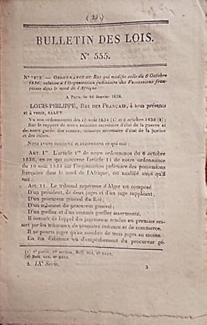 Bulletin des lois. Contient l'ordonnance du Roi (2 pages) qui autorise l'établissement d'une pass...