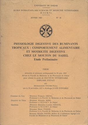 Physiologie digestive des ruminants tropicaux : Comportement alimentaire et motricité digestive c...