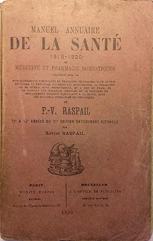 Seller image for Manuel annuaire de la sant 1918-1920. Mdecine et pharmacie domestiques. for sale by Librairie Et Ctera (et caetera) - Sophie Rosire