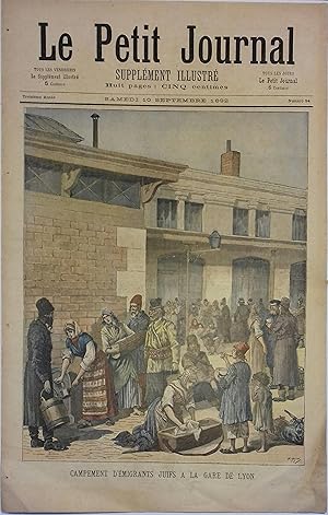 Le Petit journal - Supplément illustré N° 94 : Campement d'émigrants juifs à la gare de Lyon. (Gr...