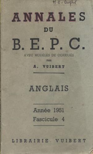 Seller image for Annales du B.E.P.C. 1951 : Anglais. Fascicule 4. for sale by Librairie Et Ctera (et caetera) - Sophie Rosire