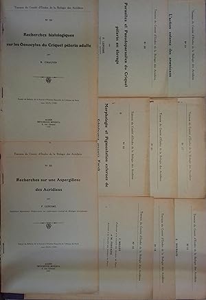 10 numéros des "Travaux du Comité d'Etudes de la Biologie des Acridiens". Numéros 11 - 13 - 15 - ...